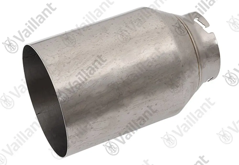 Metallisches Flammrohr von Vaillant mit konischer Form und einem offenen Ende, geeignet für die Abgasführung in Heizsystemen.